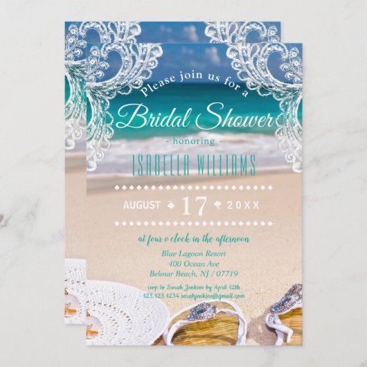Ocean Beach Summer Bridal Shower Kaart (Voorkant / Achterkant)
