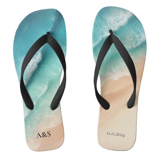 Ocean Beach SUMMER Waterverf Elegant Bruiloft Teenslippers (Voetbed)