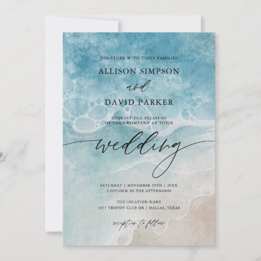 Ocean Beach Summer Wedding Invitations Kaart (Voorkant)