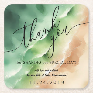 Ocean Beach Sunny Waterverf Zomerfeest Kartonnen Onderzetters