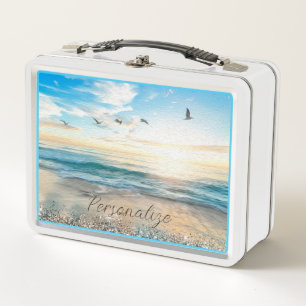 Ocean Beach Sunrise Birds Natuur Personalized