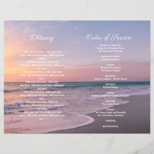 Ocean Beach Sunset Funeral Service Fotoprogramma (Achterkant)