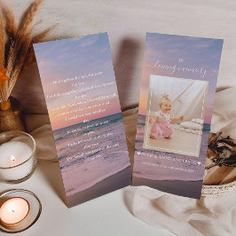 Ocean Beach Sunset Meisje Foto Begrafenisgebed Visitekaartje