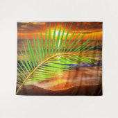 Ocean Beach & Sunset met palmblad - Modern Zee Wandkleed (Voorkant (horizontaal))