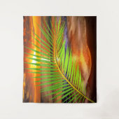 Ocean Beach & Sunset met palmblad - Modern Zee Wandkleed (Voorkant)