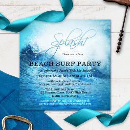 Ocean Beach Surf Summer Party Invitation Kaart