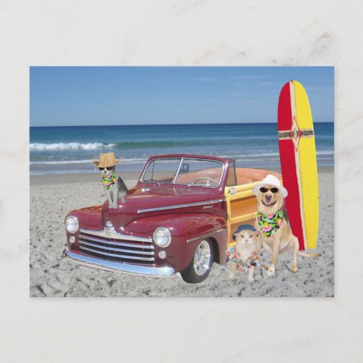 Ocean/Beach/Surfing/Woodie Briefkaart (Voorkant)