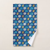 Ocean Beach Theme Seashells Starfish Gold Blue Bat Bad Handdoek (Handdoek)