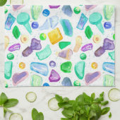 Ocean Beach Treasures Zee Glass Marbles Buttonnen Theedoek (Gevouwen)