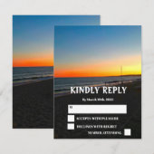 Ocean Beach Tropical Coastal Sunset Wedding RSVP (Voorkant / Achterkant)