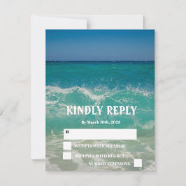 Ocean Beach Tropical Elegant Wedding RSVP Card Kaartje