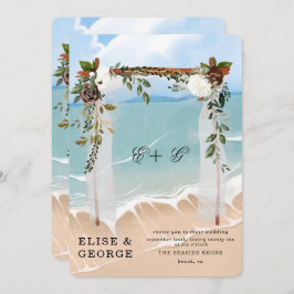 Ocean Beach Tropical Floral Canopy Unique Wedding Kaart