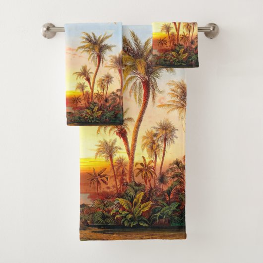 Ocean Beach Tropical Palm Trees Sun Bath Towel Set Bad Handdoek (Insitu)
