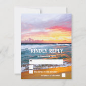 Ocean Beach Tropical Sunset Wedding RSVP Kaartje (Voorkant)