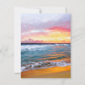 Ocean Beach Tropical Sunset Wedding RSVP Kaartje (Achterkant)