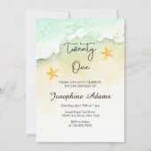 Ocean Beach Tropical Waterverf 21st Birthday Kaart (Voorkant)