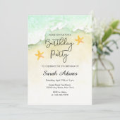 Ocean Beach Tropische Waterverf 5e verjaardag Kaart (Staand voorkant)