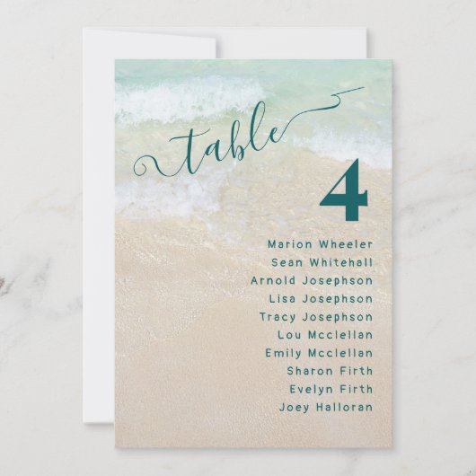 Ocean Beach Trouwtafel Nummer Naam Lijst Kaarten (Voorkant)