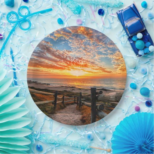 Ocean Beach Uitzicht Tropical Sunset Paradise Drea Papieren Bordje (Feest)