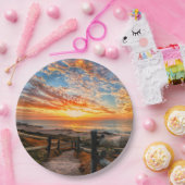 Ocean Beach Uitzicht Tropical Sunset Paradise Drea Papieren Bordje (Feest)