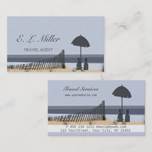 Ocean Beach Vacation Tropical Travel Consultant Visitekaartje (Voorkant / Achterkant)