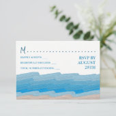 Ocean Beach verjaardagsfeestje RSVP Kaart (Staand voorkant)