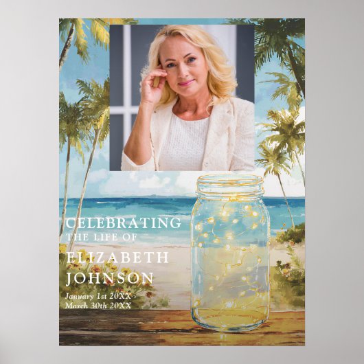 Ocean Beach Viering van het Leven Welkomstbord Poster (Voorkant)
