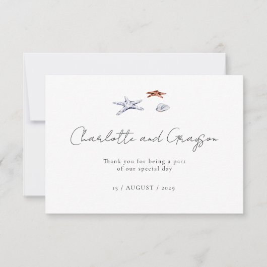 Ocean Beach Watercolor Kust Bruiloft Dank Je Bedankkaart (Voorkant)