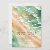 Ocean Beach Waterverf Elegant Summer Save The Date (Voorkant)