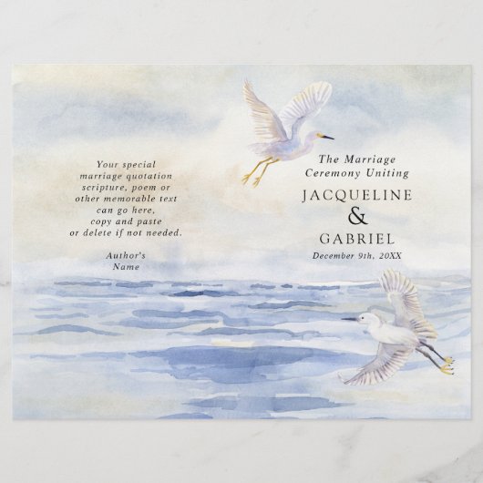 Ocean Beach Waterverf huwelijksceremonie programma (Voorkant)