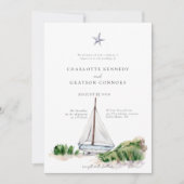 Ocean Beach Waterverf Kustbruiloft uitnodiging (Voorkant)