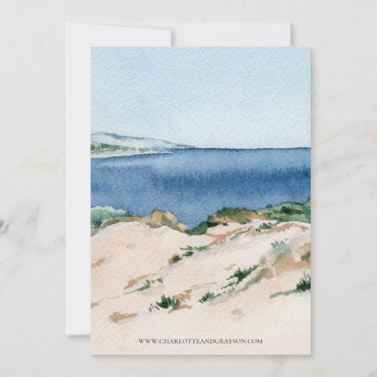 Ocean Beach Waterverf Kustbruiloft uitnodiging (Achterkant)