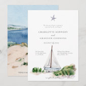 Ocean Beach Waterverf Kustbruiloft uitnodiging (Voorkant / Achterkant)