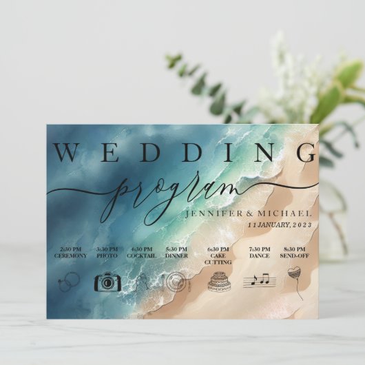 Ocean Beach Waterverf Signature Wo Programmakaart (Staand voorkant)