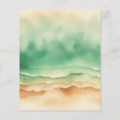 Ocean Beach Waterverf Zomer Zand Groen Beige Flyer (Achterkant)