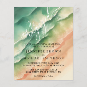 Ocean Beach Waterverf Zomer Zonneset Flyer