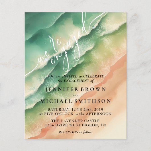 Ocean Beach Waterverf Zomer Zonneset Flyer (Voorkant)