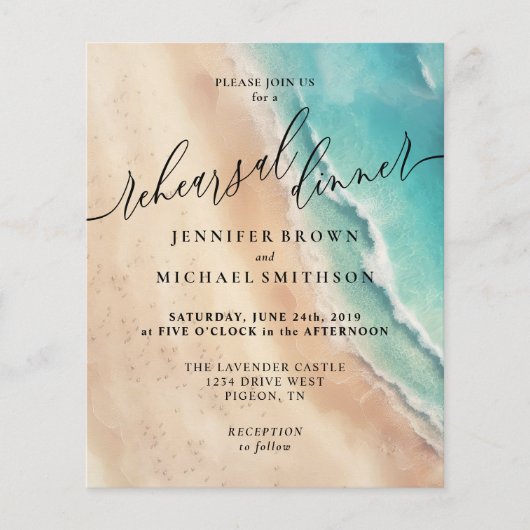 Ocean Beach Waterverf Zomerdiner Flyer (Voorkant)