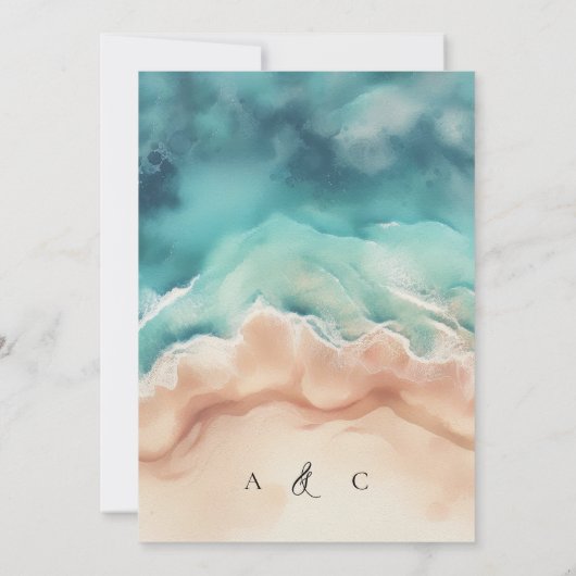 Ocean Beach Waterverf Zomerhandtekening Kaart (Achterkant)