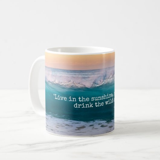 Ocean Beach Wave Emerson Quote Tea of Koffiemok (Voorkant links)