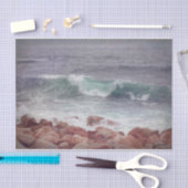 Ocean Beach Waves Blauwgroen Nautical Digital Art  Tissuepapier (Craft)