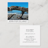 Ocean Beach Waves Driftwood Natuur Photo Travel Vierkante Visitekaartje (Voorkant / Achterkant)