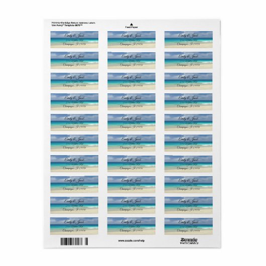 Ocean Beach Waves Return Address Labels (Full Sheet)