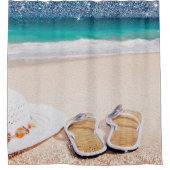 Ocean Beach Waves Sandalen Sunhat Douchegordijn (Voorkant)