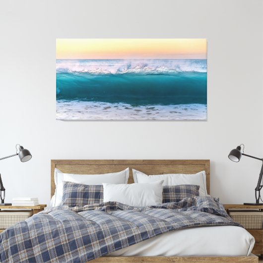 Ocean Beach Waves Sunset Canvas Afdruk (Insitu (Slaapkamer))