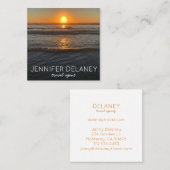 Ocean Beach Waves Sunset Natuur Photo Travel Vierkante Visitekaartje (Voorkant / Achterkant)