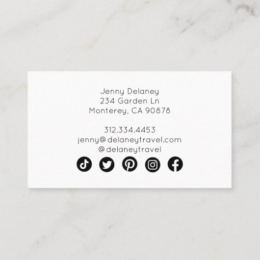 Ocean Beach Waves Sunset Natuur Photo Travel Visitekaartje (Achterkant)