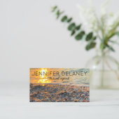 Ocean Beach Waves Sunset Seashells Photo Travel Visitekaartje (Staand voorkant)