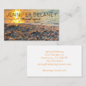 Ocean Beach Waves Sunset Seashells Photo Travel Visitekaartje (Voorkant / Achterkant)