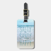 Ocean Beach Waves Travel Photo Salty Sandy Happy Bagagelabel (Voorkant verticaal)